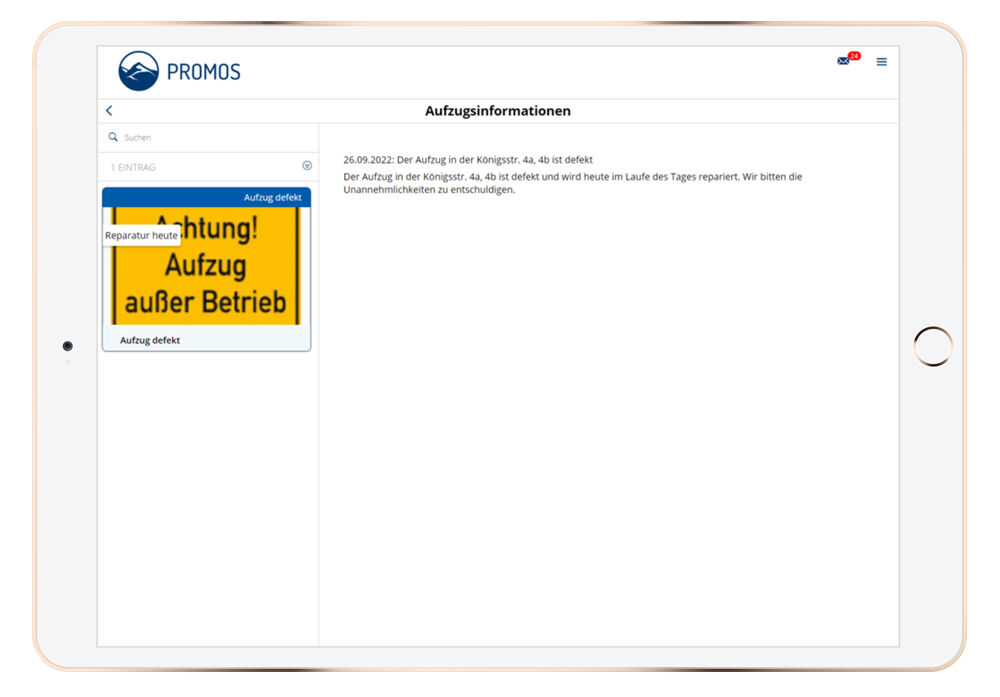 Die Mieterschaft ist direkt und ohne Mehraufwand über wichtige Termine oder Projekte informiert.