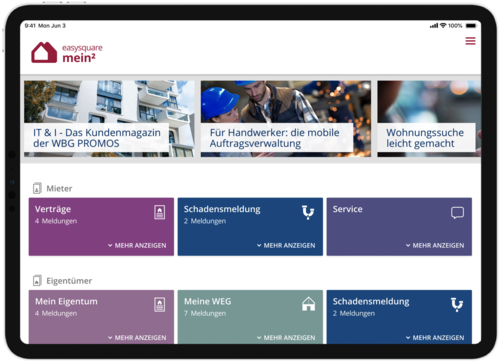Ob Interessent, Mieter oder Eigentümer - mit der mein²-App erreichen Sie alle Kunden.