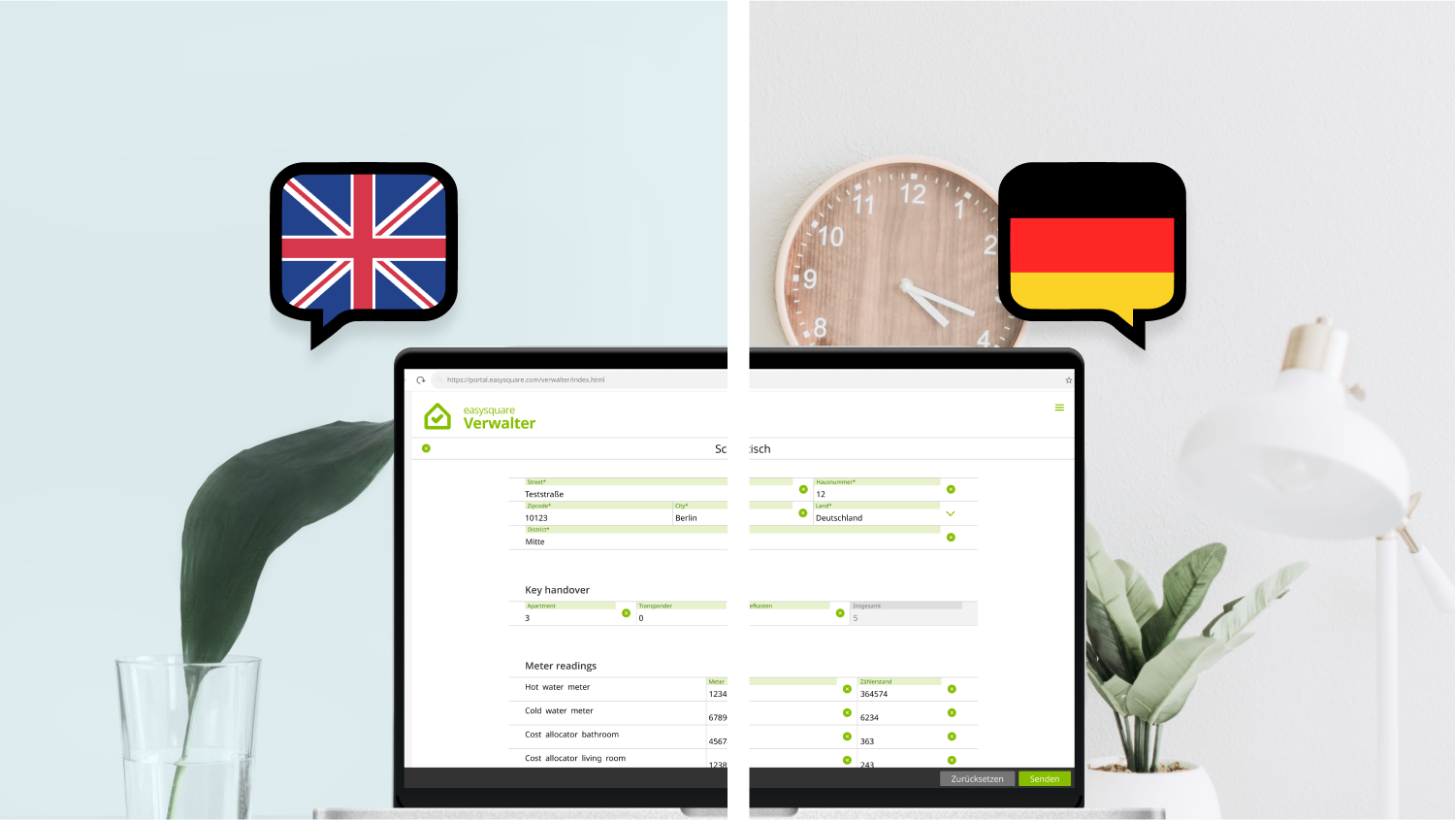 Übersetzenfunktion in den easysquare Apps