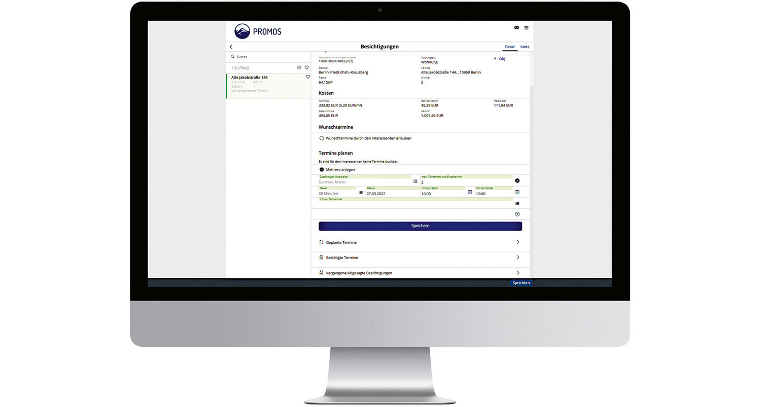 Clear and comfortable: The new structure of the appointment booking. Terminbuchungsformular in der easysquare Vermietungslösung