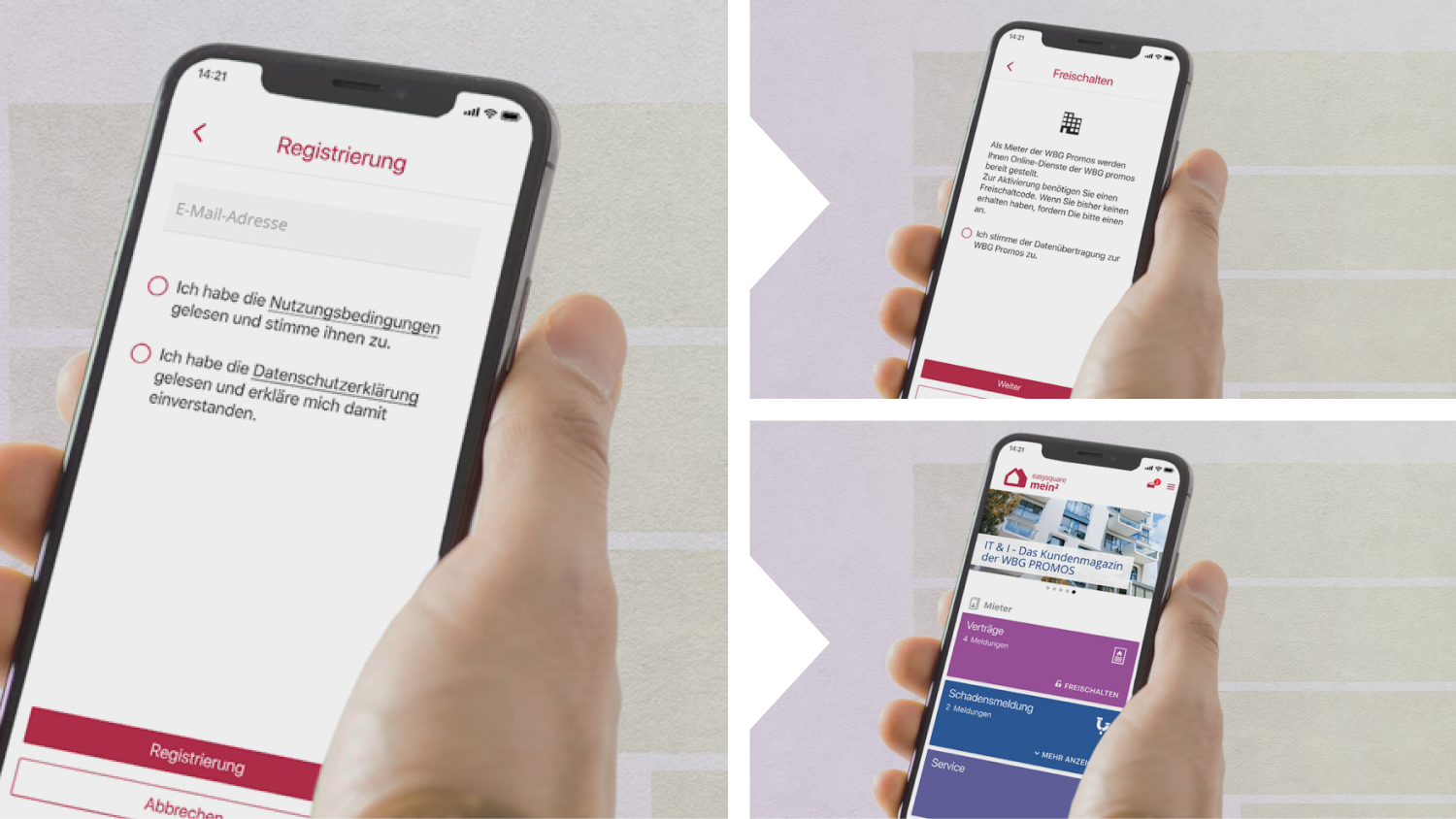 Eigenständige Bearbeitung des Screenflows nach der Registrierung