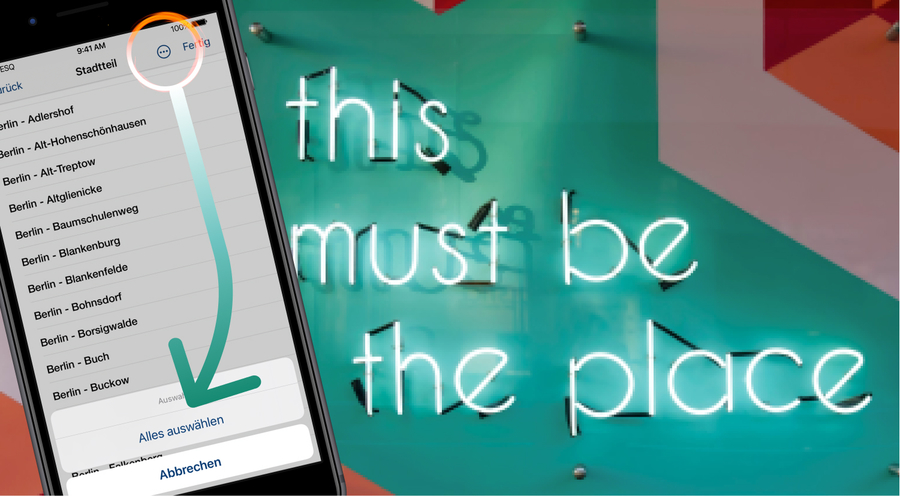 Komplette Listauswahl dank Choicefield Optimierung im easysquare App Baukasten