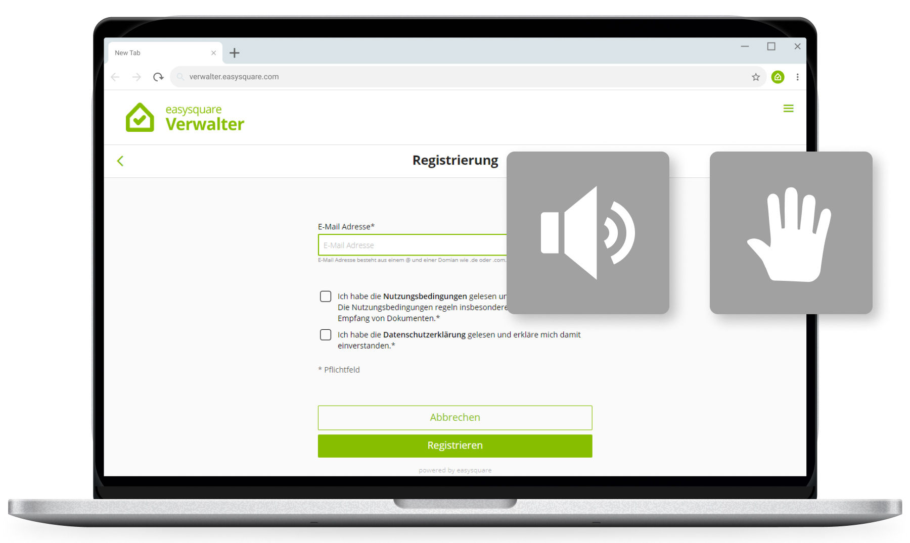 Voice output, keyboard operabilty and an easier-to-use interface give barrier-free access to the easysquare apps Update zur Barrierefreiheit der easysquare Apps