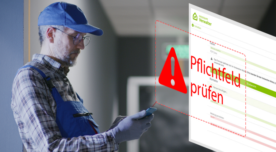 Pflichtfeldprüfung vor dem Teilen von Formularen in den easy­square Apps