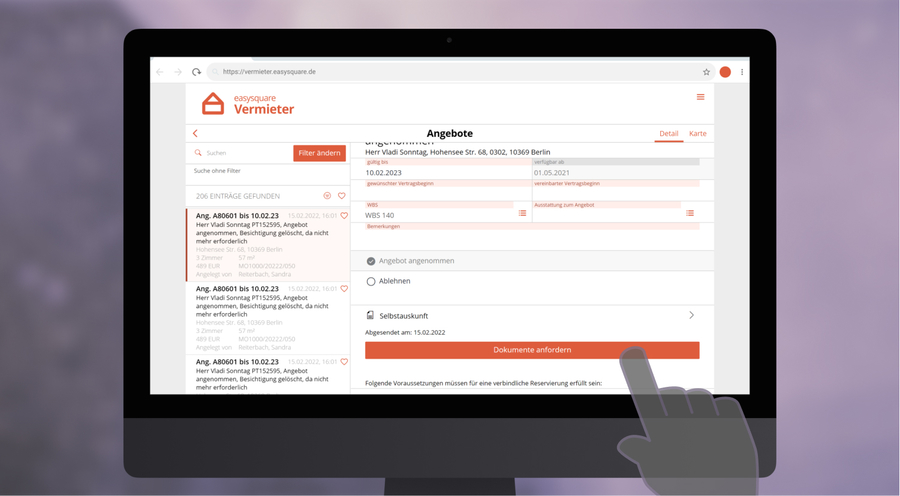 Dokumente anfordern in der easy­square Vermieter-App