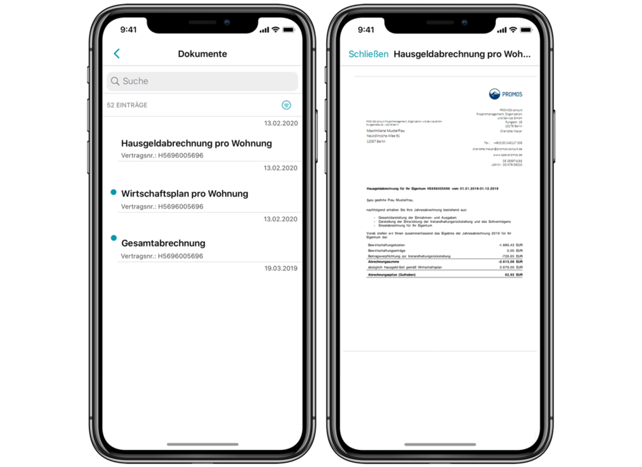 Mit der Eigentümer-App haben Eigentümer rund um die Uhr digitalen Zugriff auf ihre vertragsrelevanten Dokumente